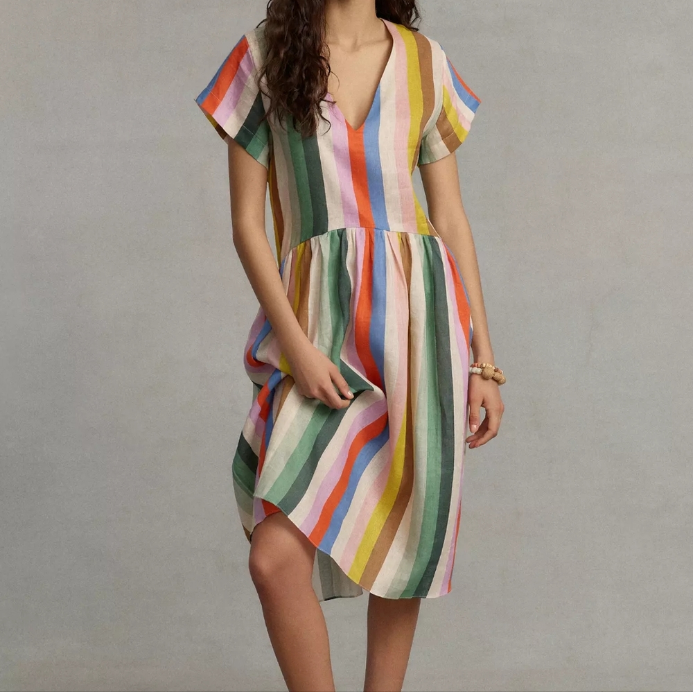 WHIT TWO Striped Linen Midi Dress from Anthropologie